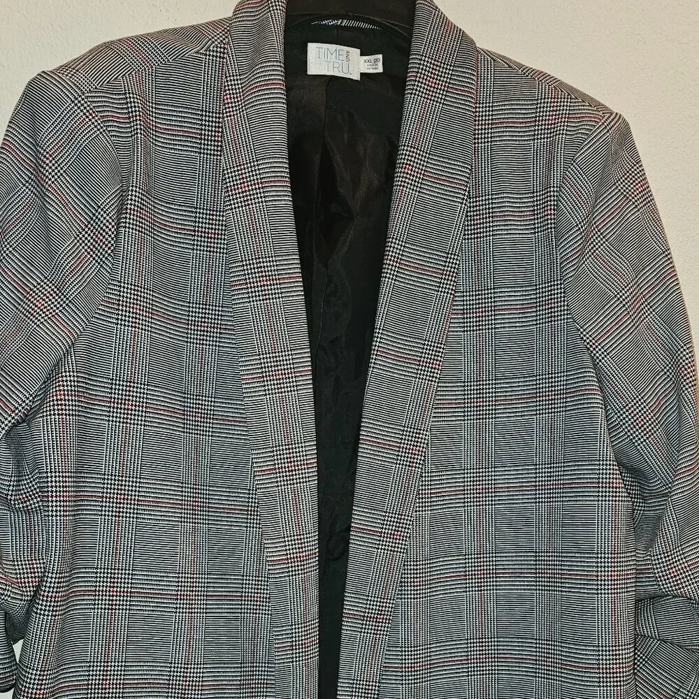 Plaid Dark Academia Career oversized Preppy blazer Work Plaid 1/4 sleeves  20 - Picture 4 of 5